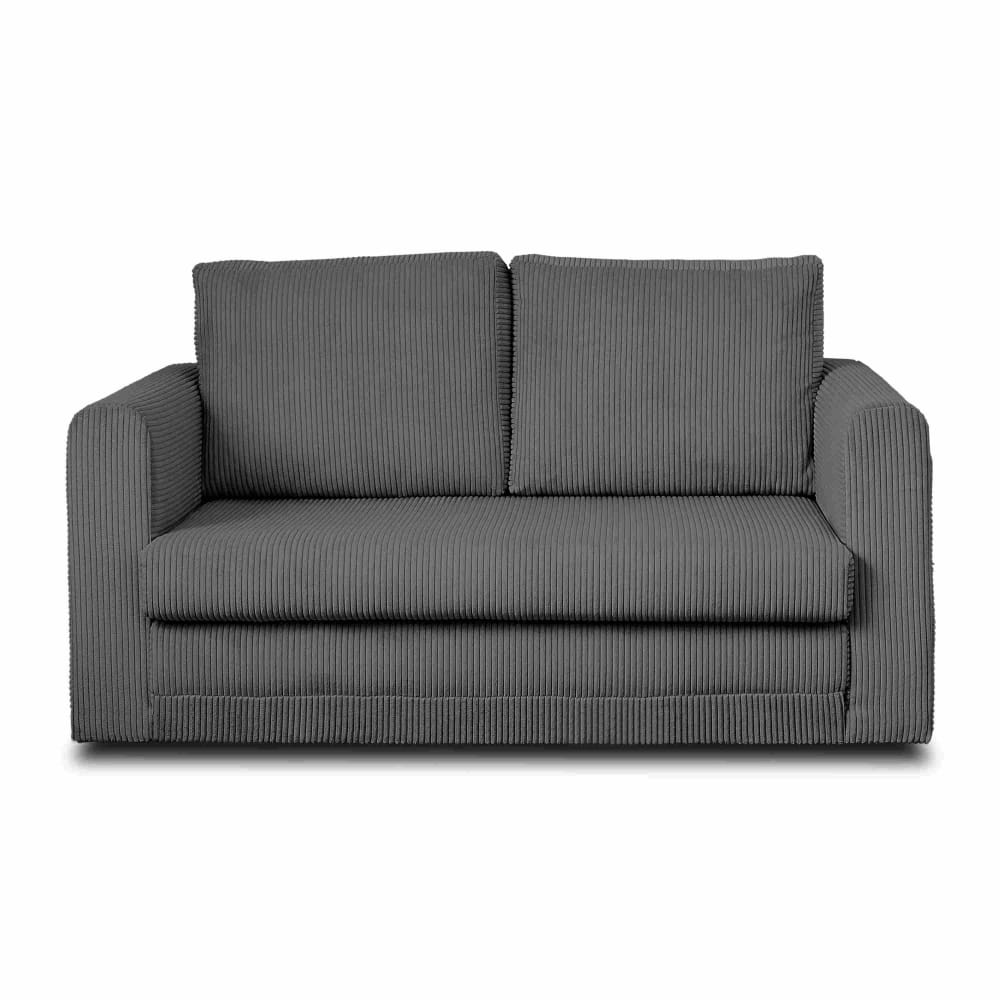 Canapé droit convertible 2 places en velours côtelé gris