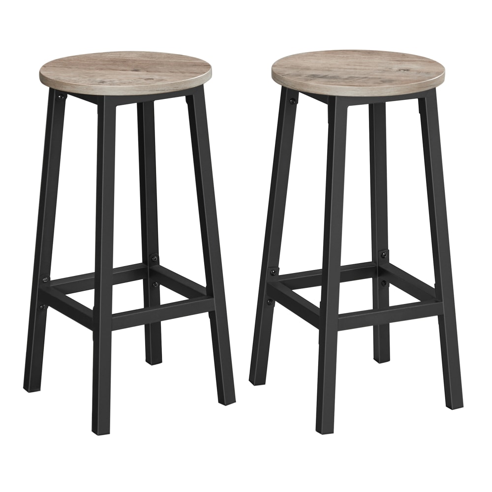 Tabourets de bar avec repose-pieds effet bois grège — Beyit