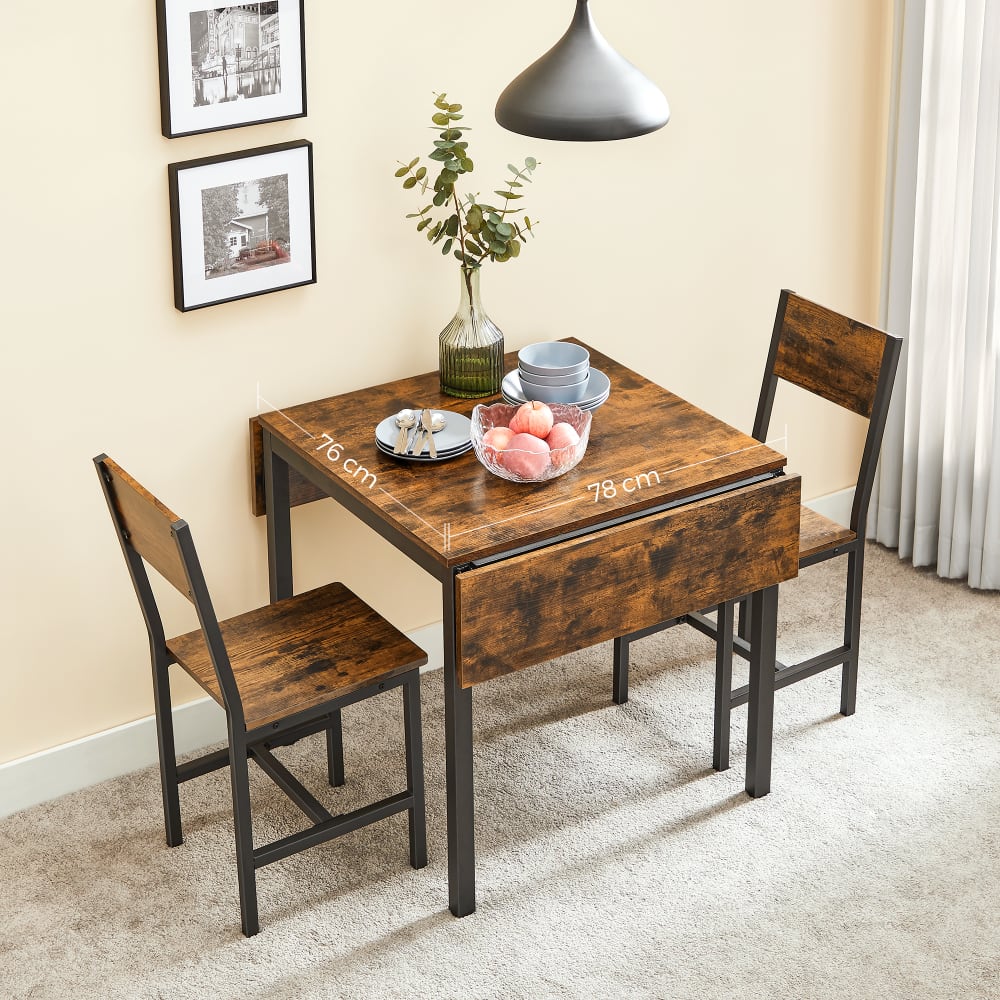 Table à manger pliable extensible 76-120 x 78 x 76.2 cm marron et noir