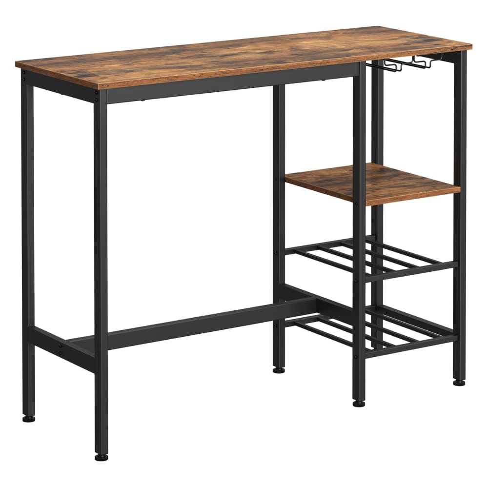 Table de bar avec rangement meuble bar 110 x 40 x 90 cm marron et noir