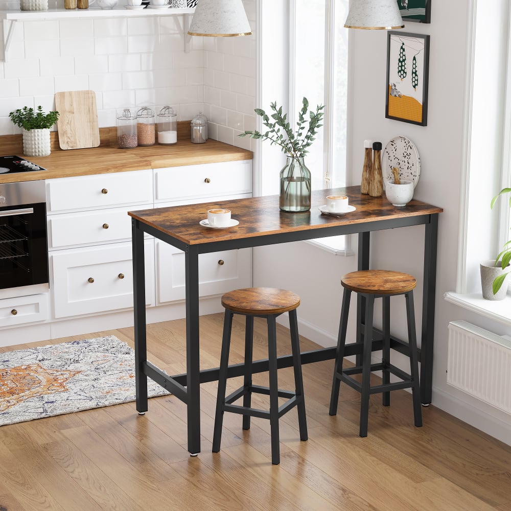 VASAGLE Table haute de bar mange debout 120 x 60 x 90 cm marron et noir style industriel Marron Panneau De Particules - 120x90x60cm