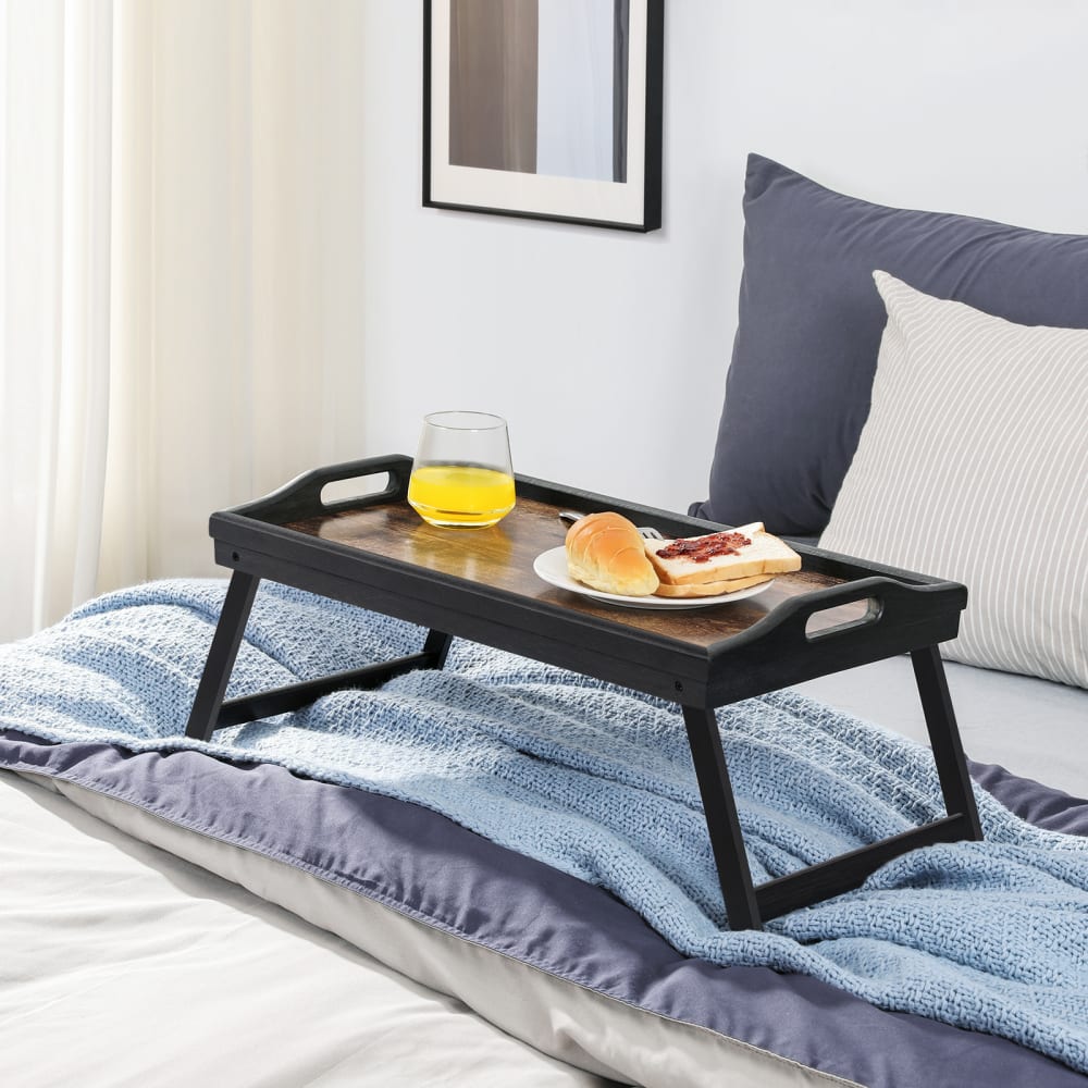 Table de lit pliable en bambou 50 x 30 x 26 cm marron
