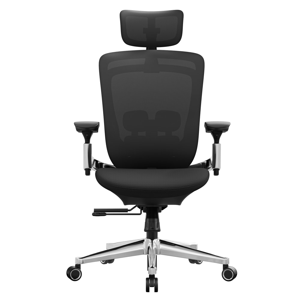 SONGMICS Chaise de bureau ergonomique en toile 150 kg noir style contemporain Noir Acier - 70x125x70cm