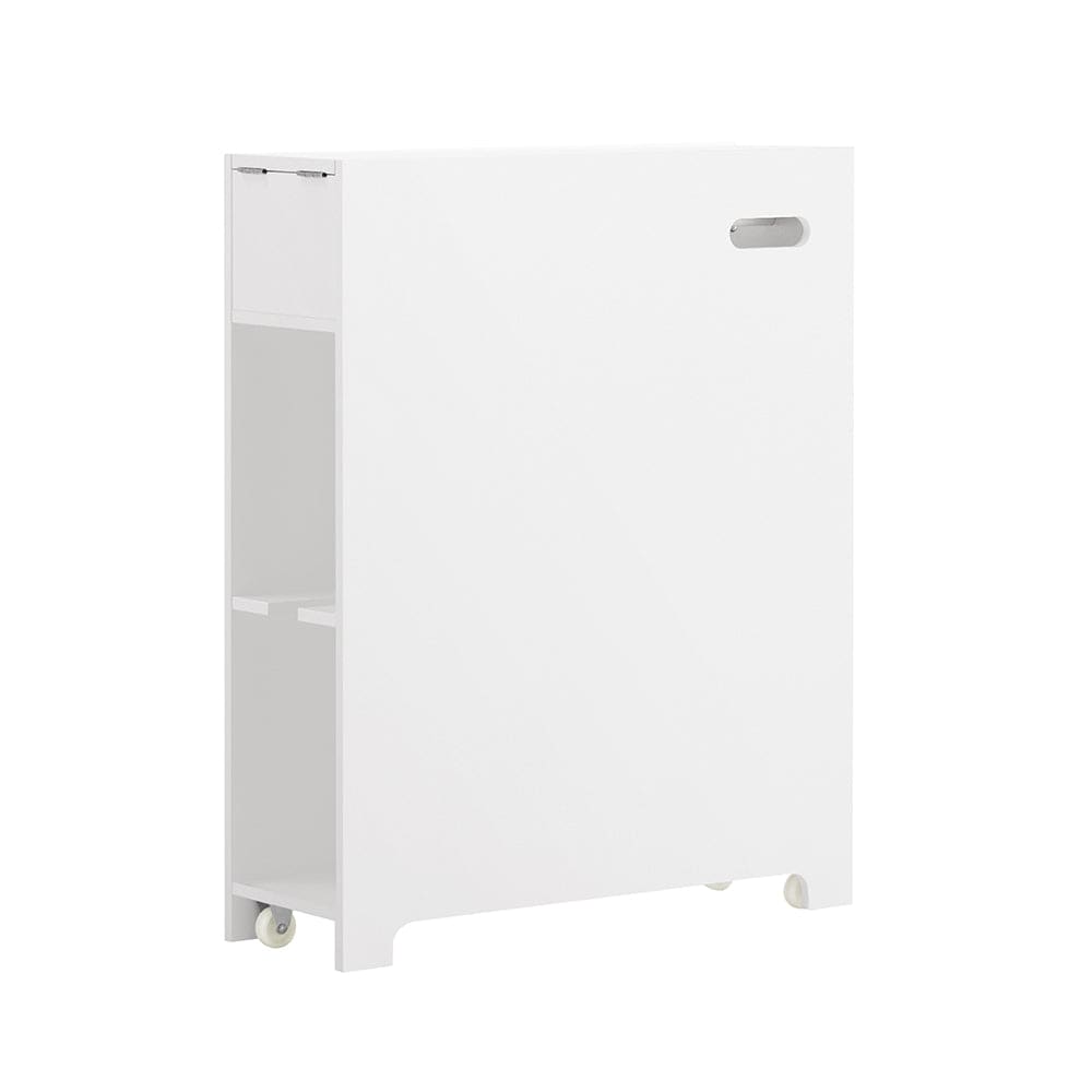 Armoire WC toilettes compact avec 2 tiroirs effet bois blanch