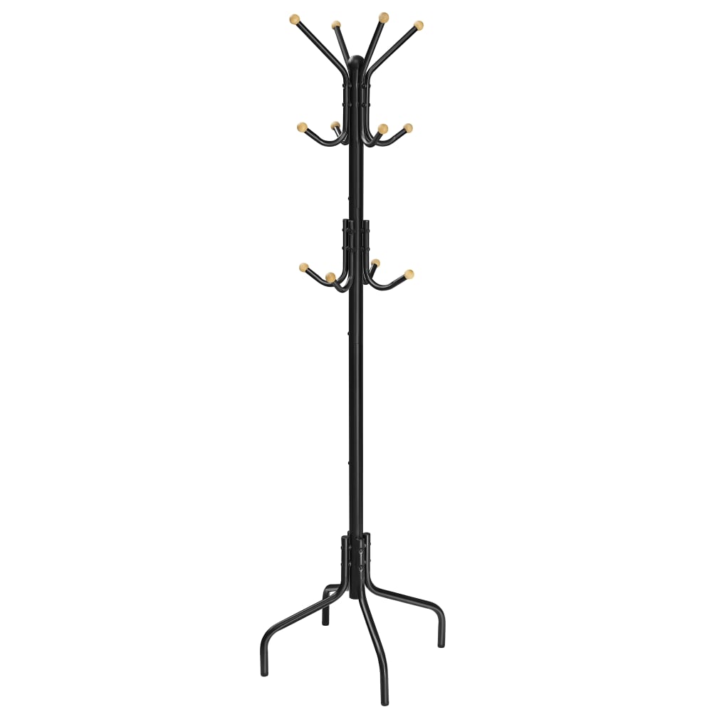 SONGMICS Porte-manteau sur pied vestiaire d'entrée 56.5 x 56.5 x 180.1 cm noir style contemporain - Acier