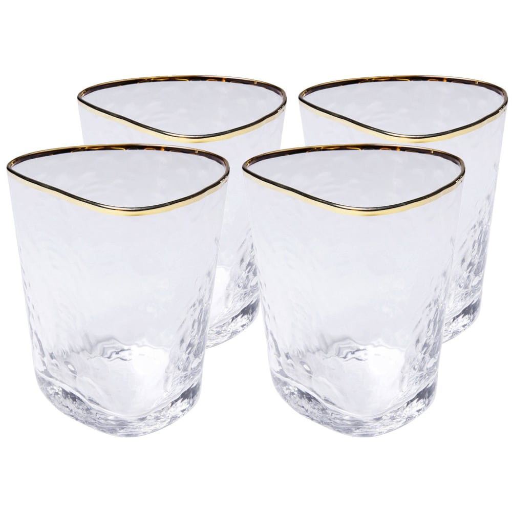 Kare Design Lot de 4 - verre à eau en verre bord doré style contemporain Transparent