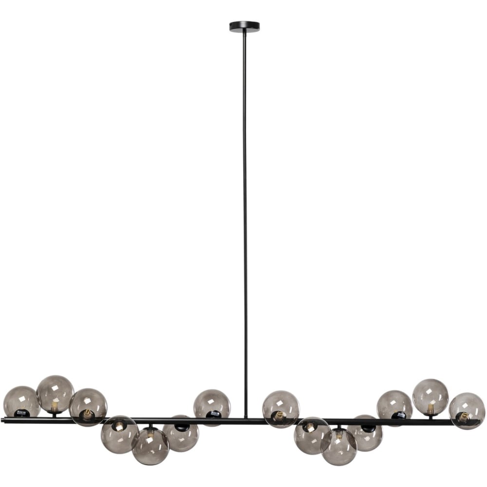 Kare Design Hängeleuchte mit 14 Kugelschirmen aus Glas und Stahl, schwarz style modern - Glas