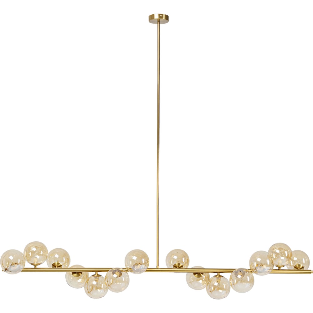 Kare Design Hängeleuchte mit 14 Kugelschirmen aus Glas und Stahl, gold style modern - Stahl