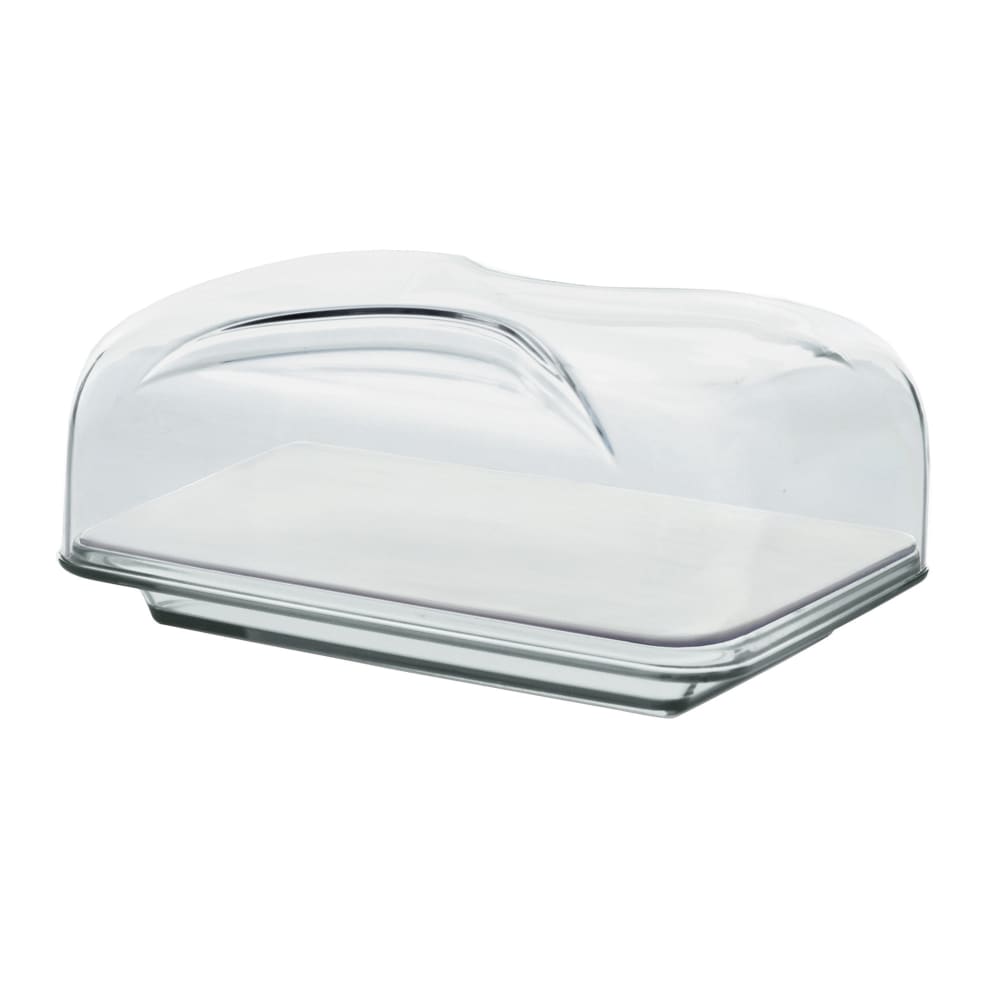 Guzzini Plateau à fromage rectangulaire avec plaque porcelaine et cloche Transparent Acrylique