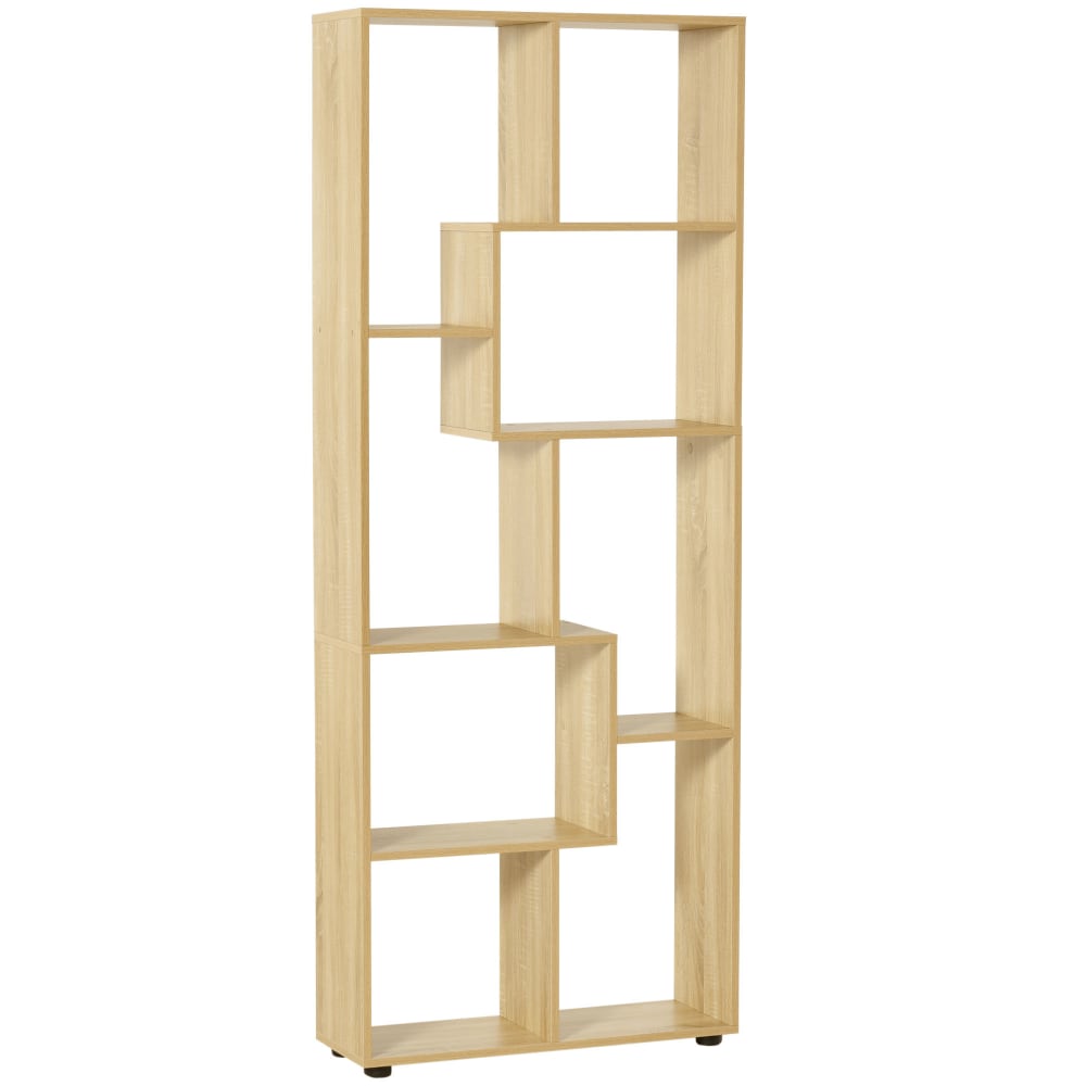 Bibliothèque étagère zig zag contemporain panneaux aspect chêne clair