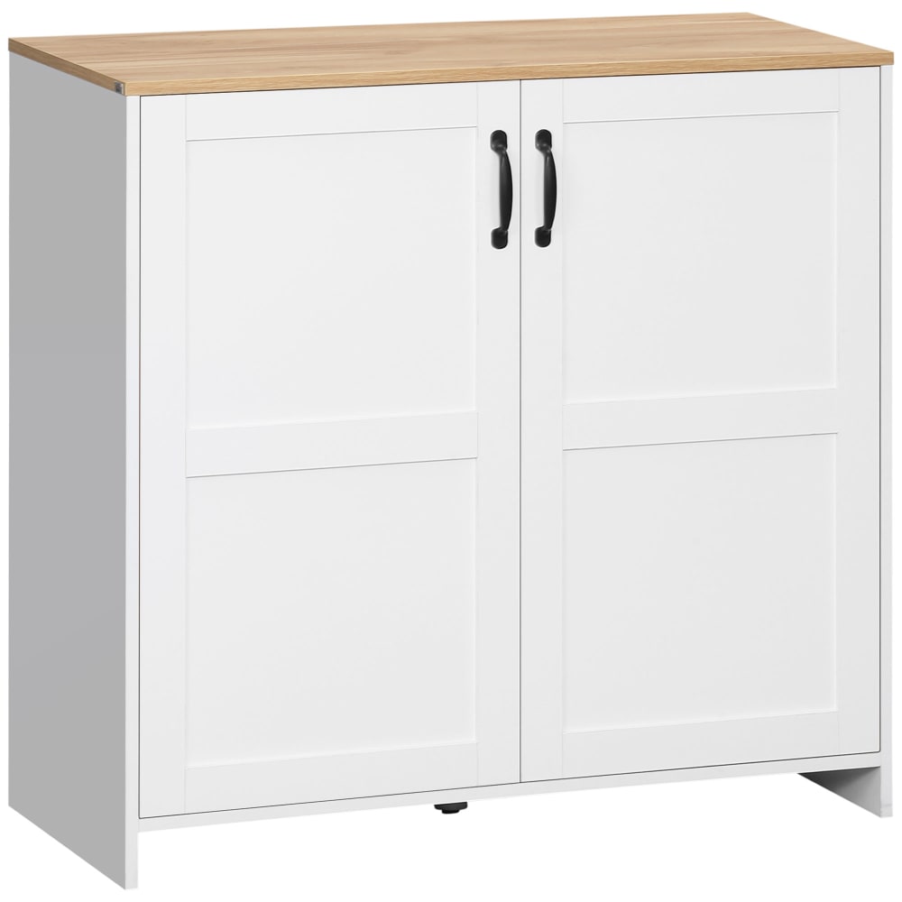 Homcom Weißholz-Schrankbuffet, 2Türen & 2Böden Weiß Spanplatte