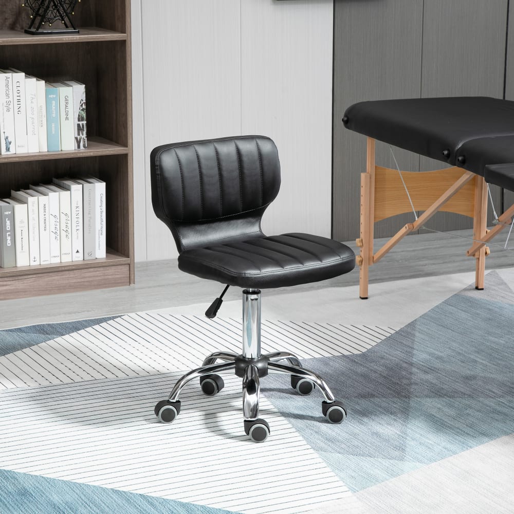 Tabouret de massage réglable pivotant métal chromé matelassé noir