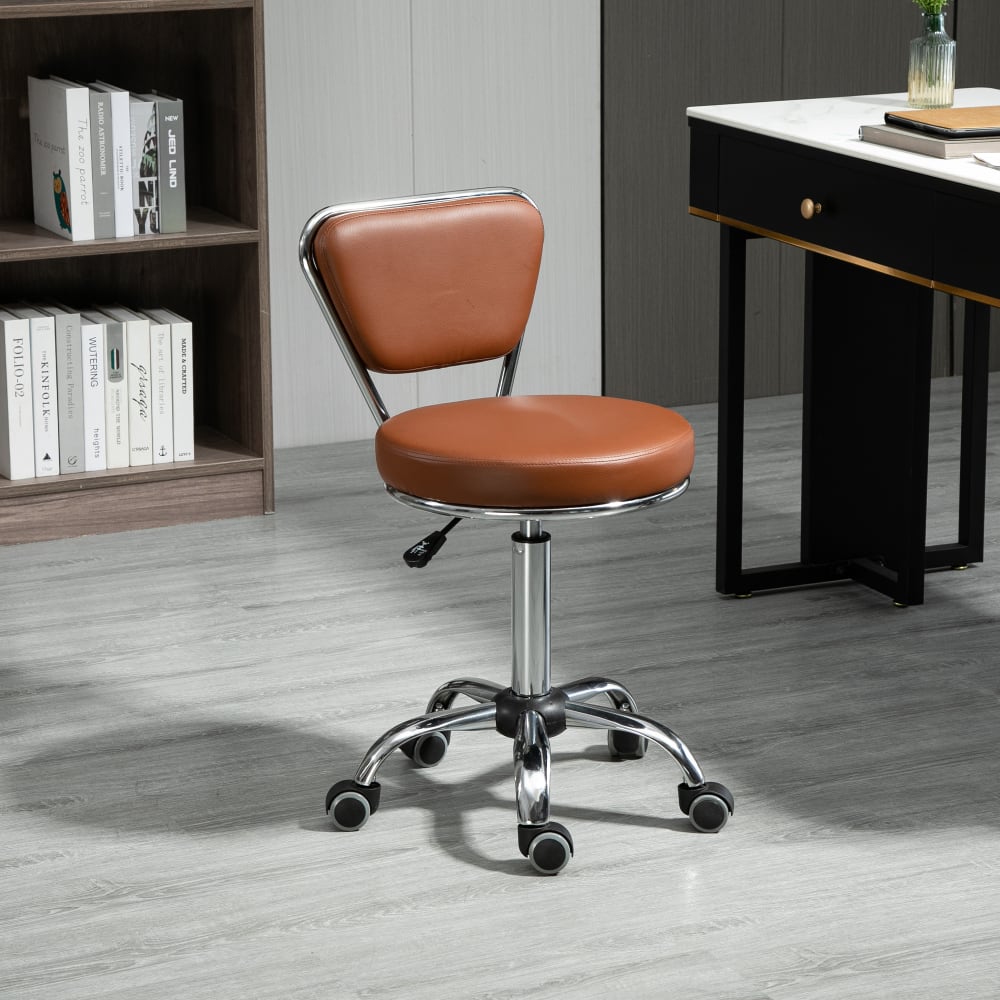 Tabouret de massage vintage réglable pivotant dossier chromé marron - Maisons du Monde