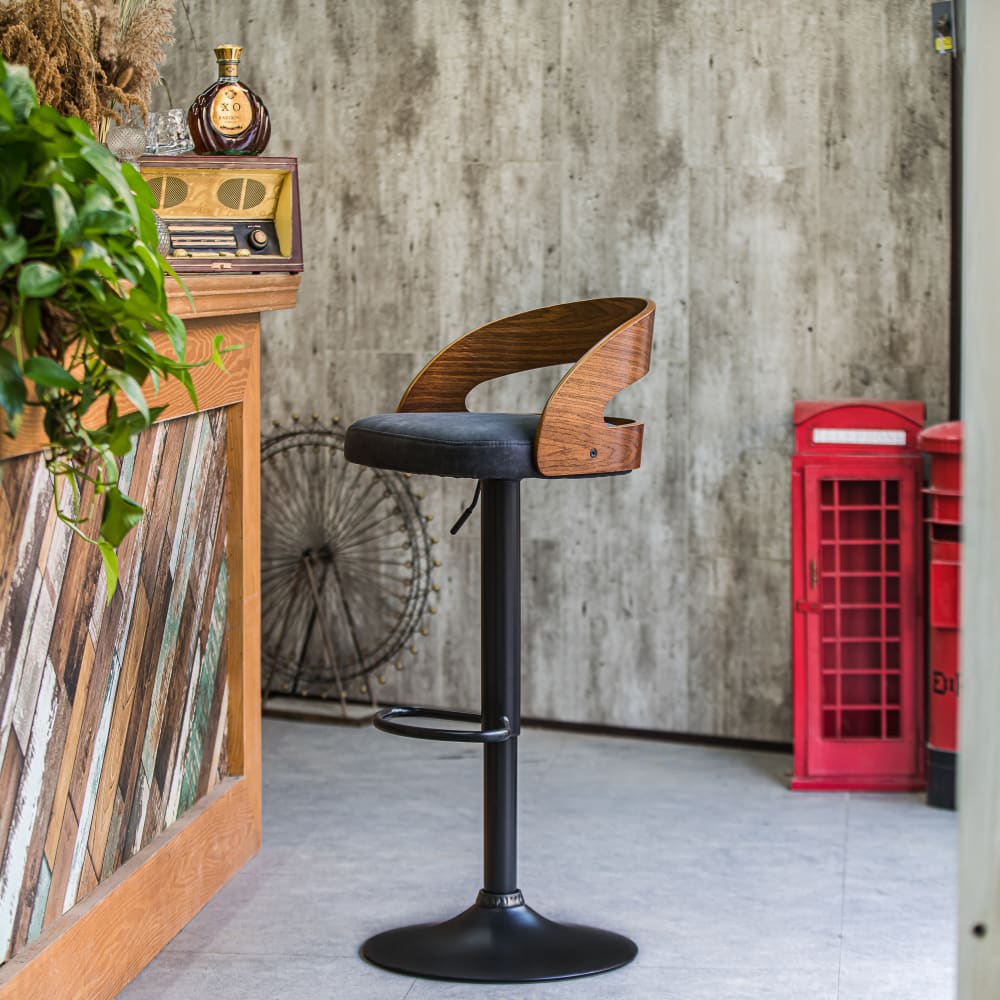 Lot de 2 tabourets de bar en frêne et simili cuir