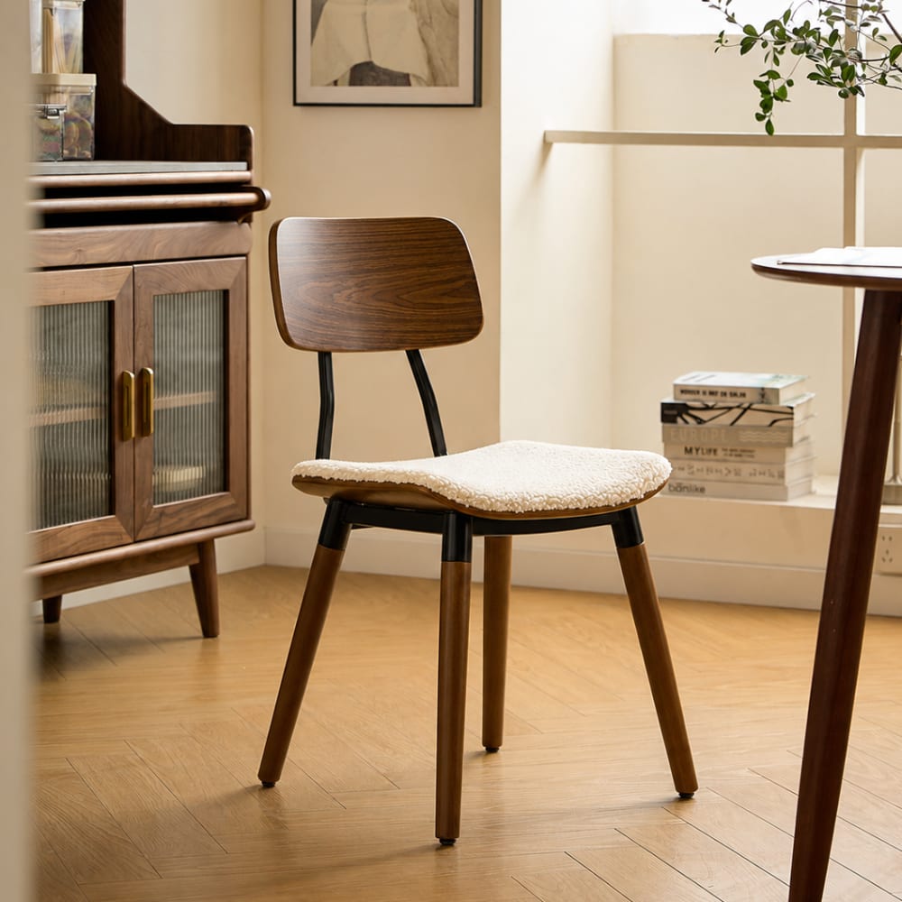 Nordlys Polsterstühle (2er Set) aus Holz und Wolle Weiß style modern Weiß Öko-Tex Zertifikat Stoff