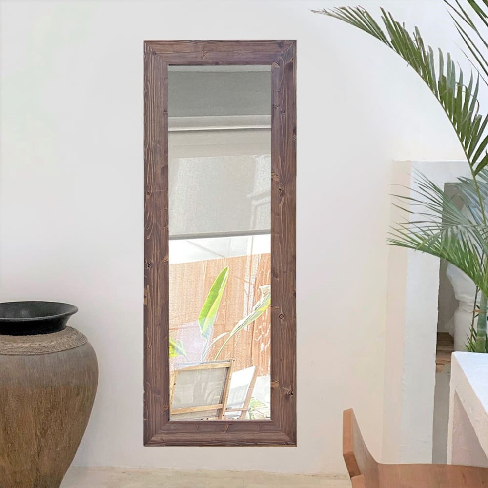 Miroir rectangulaire en bois massif de couleur sombre 154x54cm