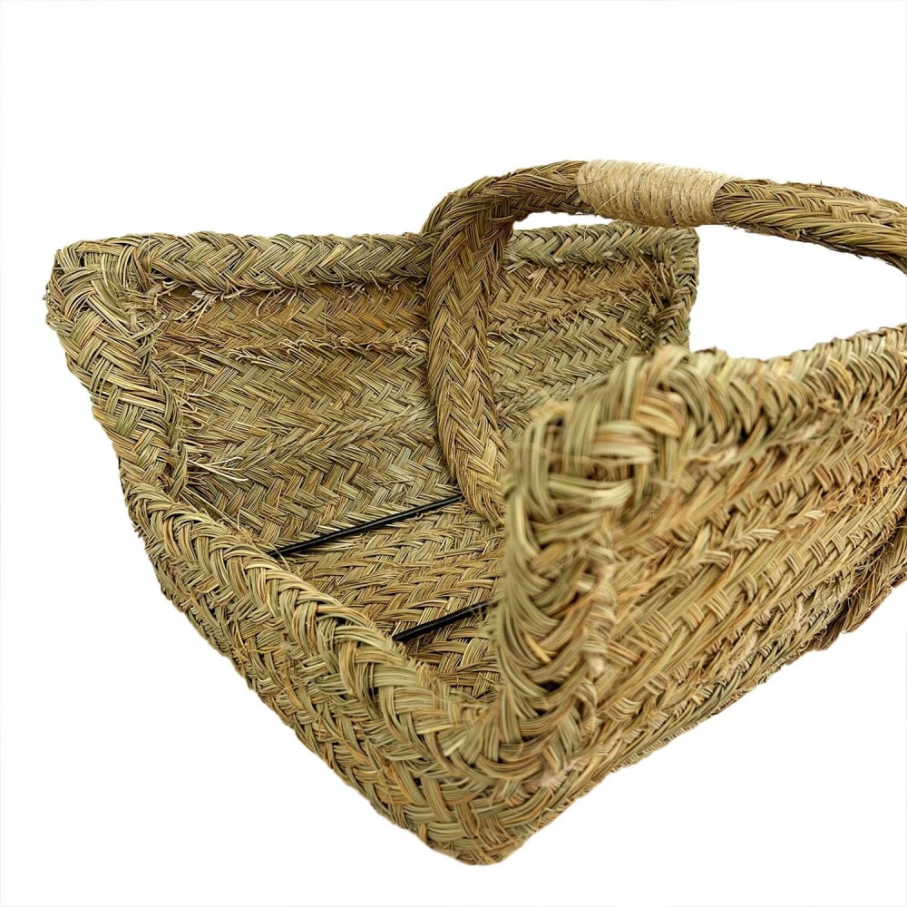 Panier à bûches en sparte naturel avec structure renforcée 60x45x25cm