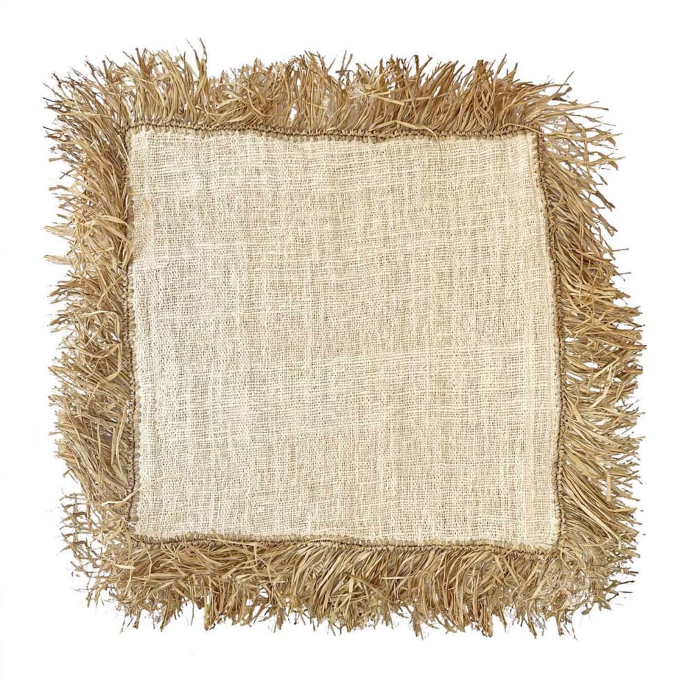 Housse de coussin rectangulaire en coton blanc avec franges 50x30cm