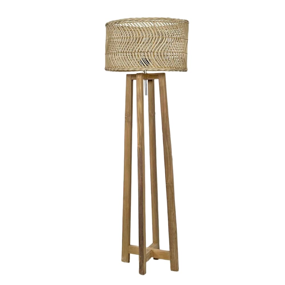 Lampe de sol en rotin marron 40x105 cm