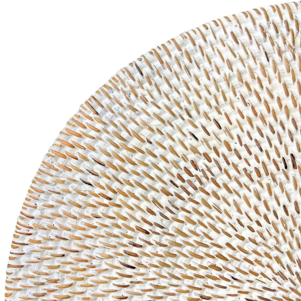 Pack de 6 sets de table ronds avec sous-verres en rotin blanc 35 cm - Maisons du Monde