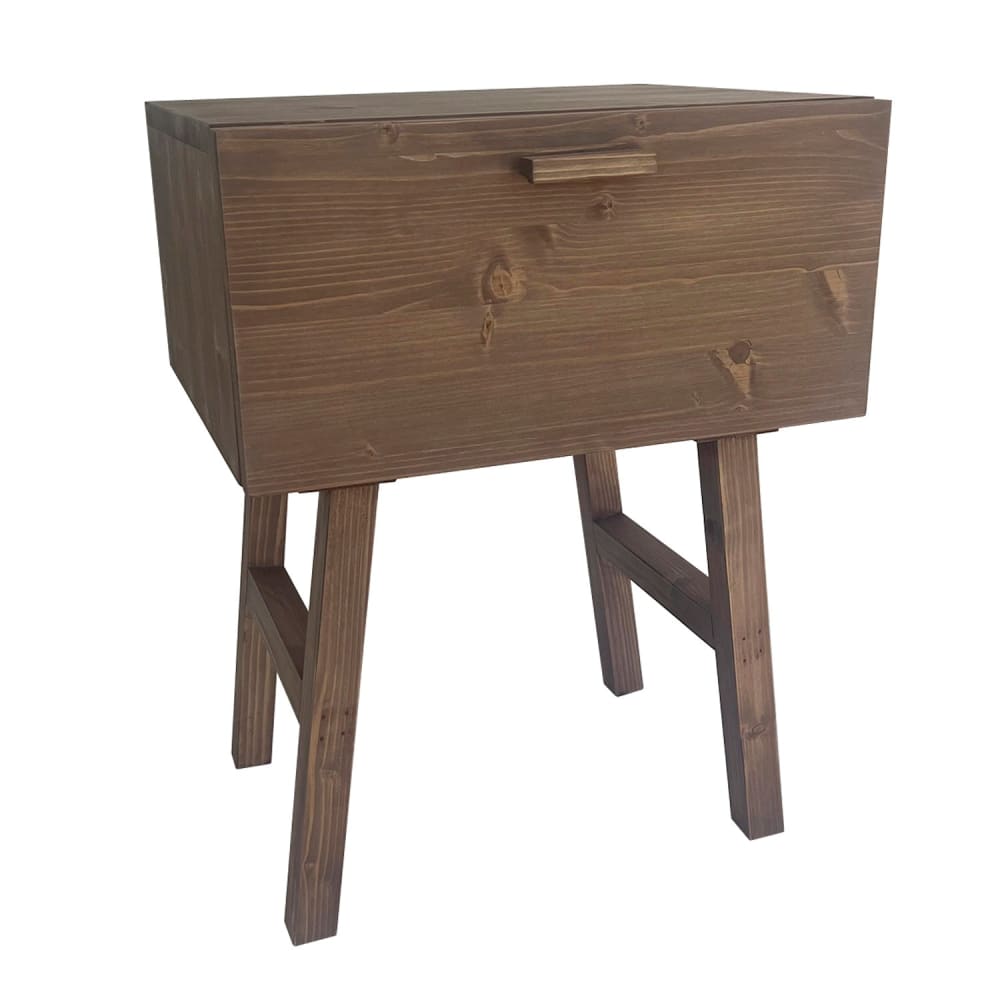 Table de chevet en bois massif avec tiroir dans les tons sombres 45cm