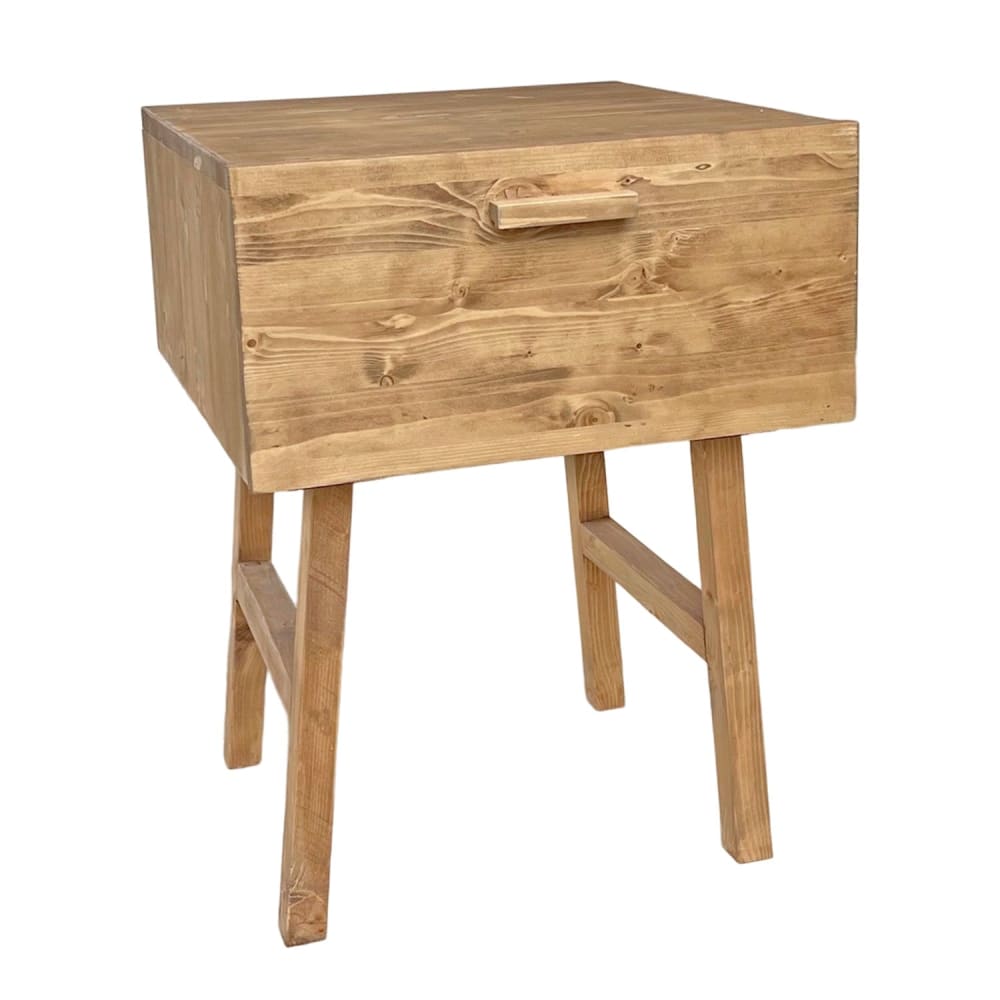 Table de chevet en bois massif avec tiroir couleur chêne 45cm