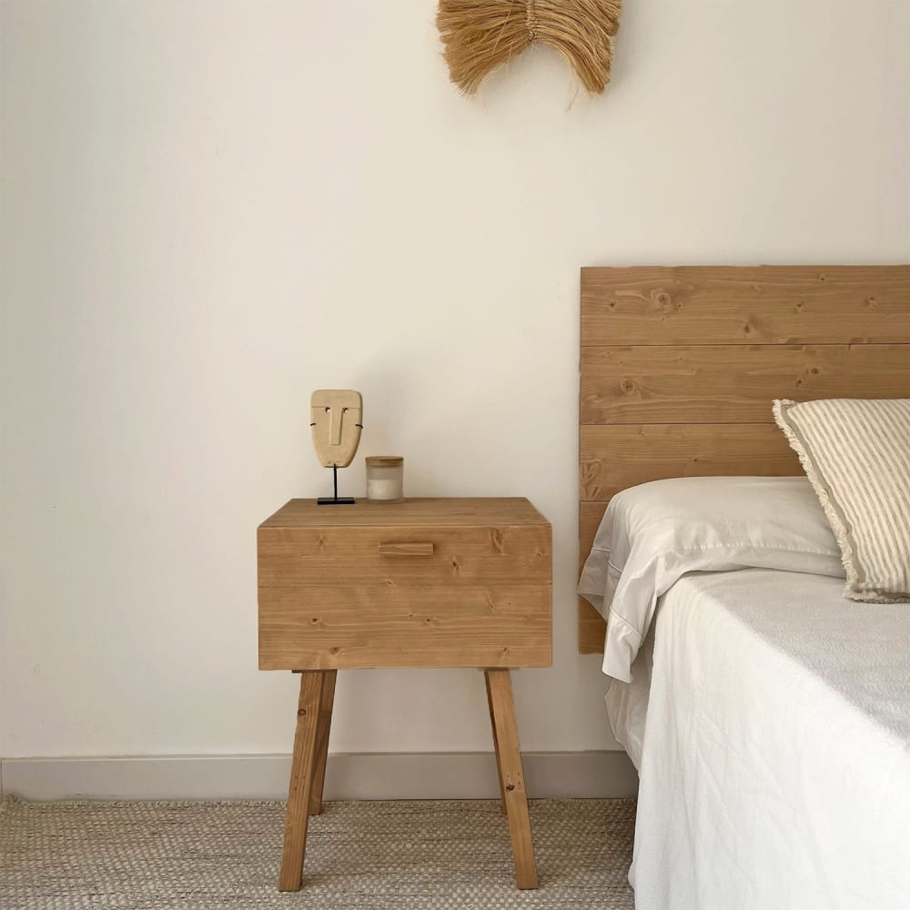 Nachttisch aus Massivholz mit Schublade in Eiche 45 cm - Maisons