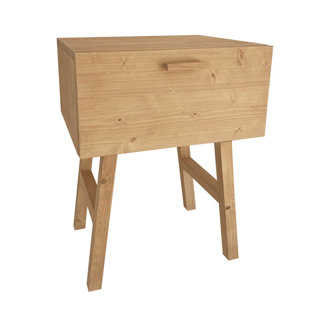 Table de chevet en bois massif avec tiroir dans les tons clairs 45cm