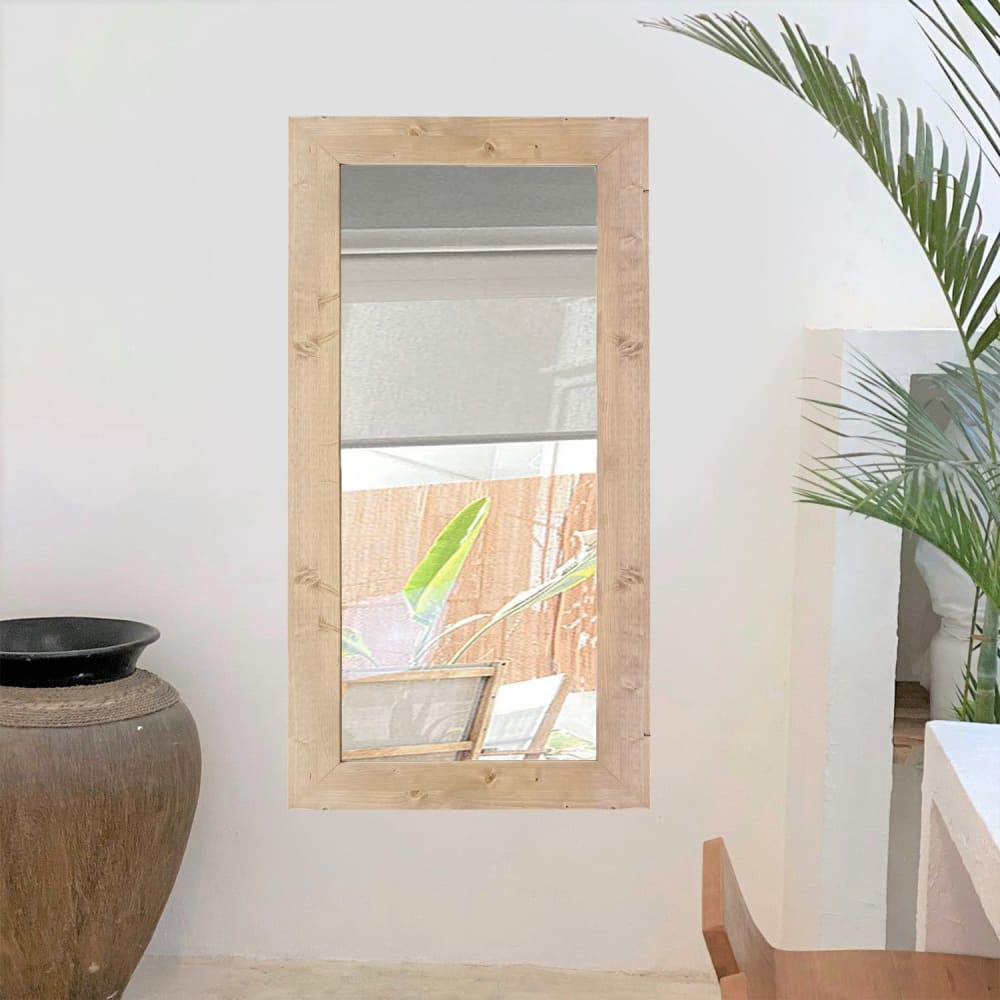 Miroir mural en bois massif dans les tons clairs  140x70cm
