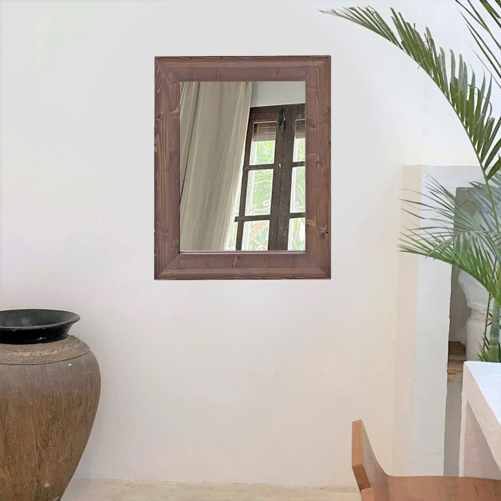 Miroir mural en bois massif de couleur sombre 68x88cm