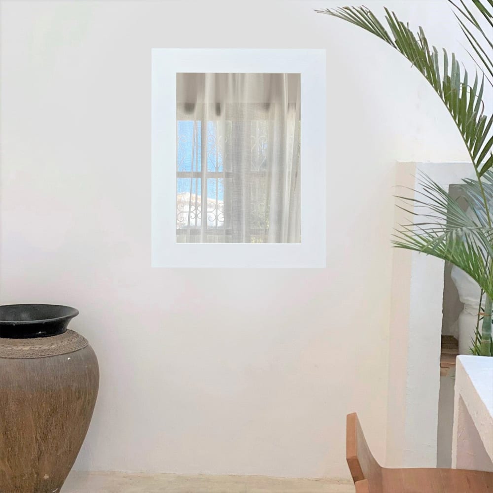 Miroir mural en bois massif de couleur blanche 68x88cm