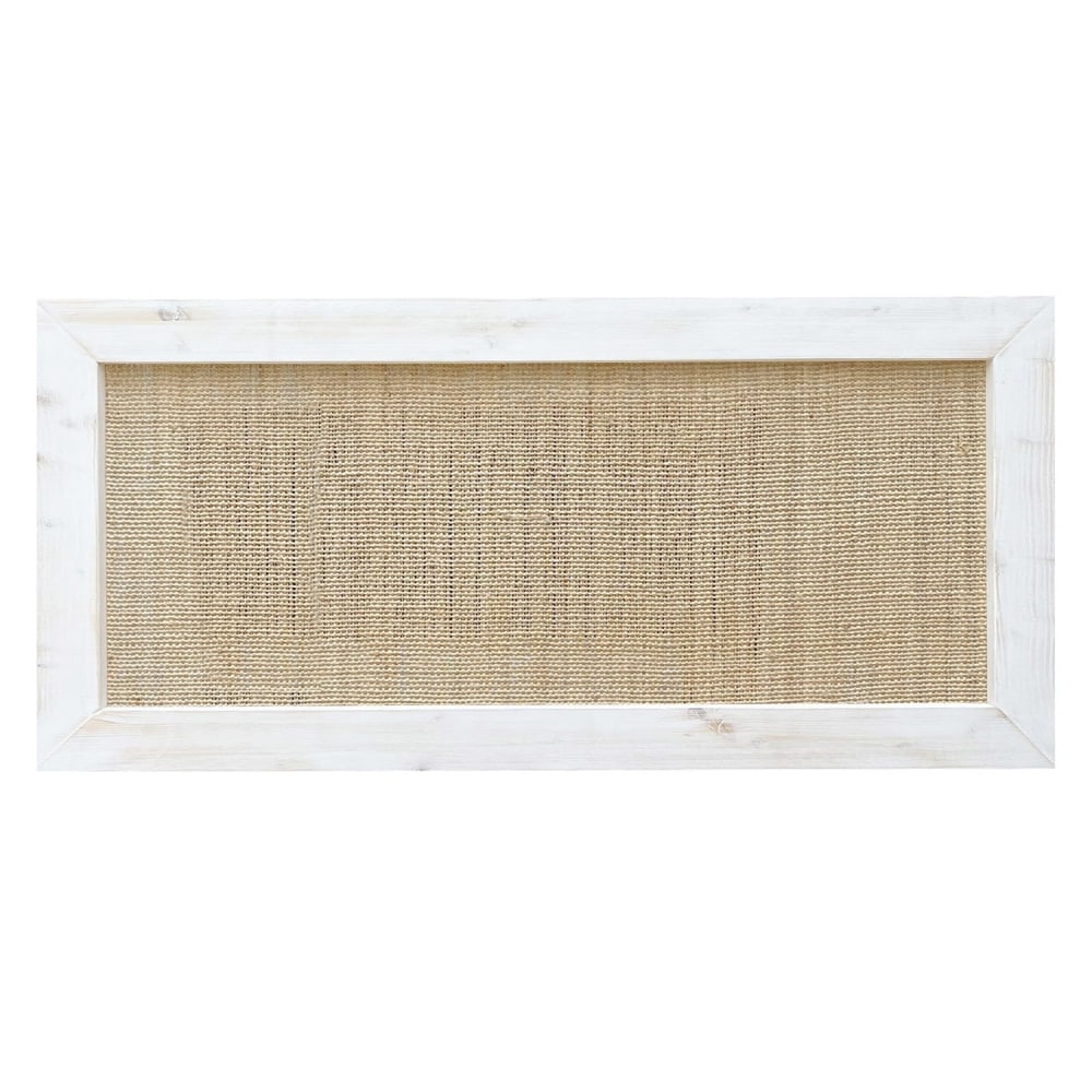 Tête de lit en raphia et bois massif de teinte blanc vieilli 140x74cm