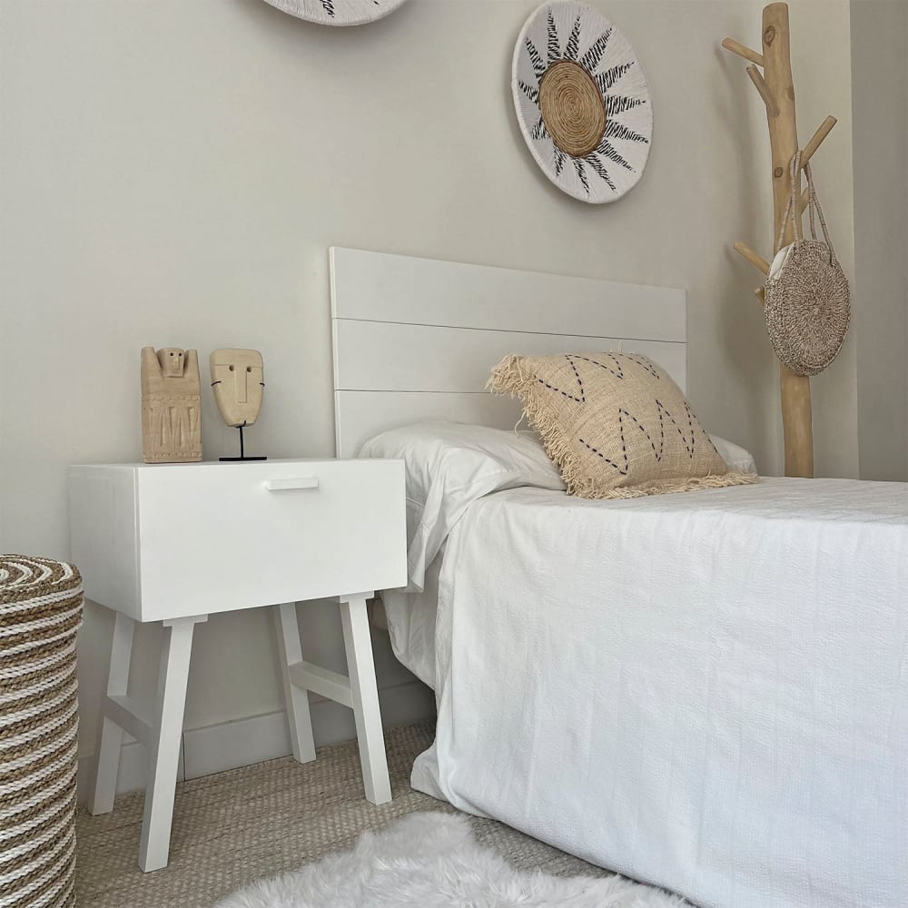 Tête de lit en bois massif de couleur blanche 100x75cm