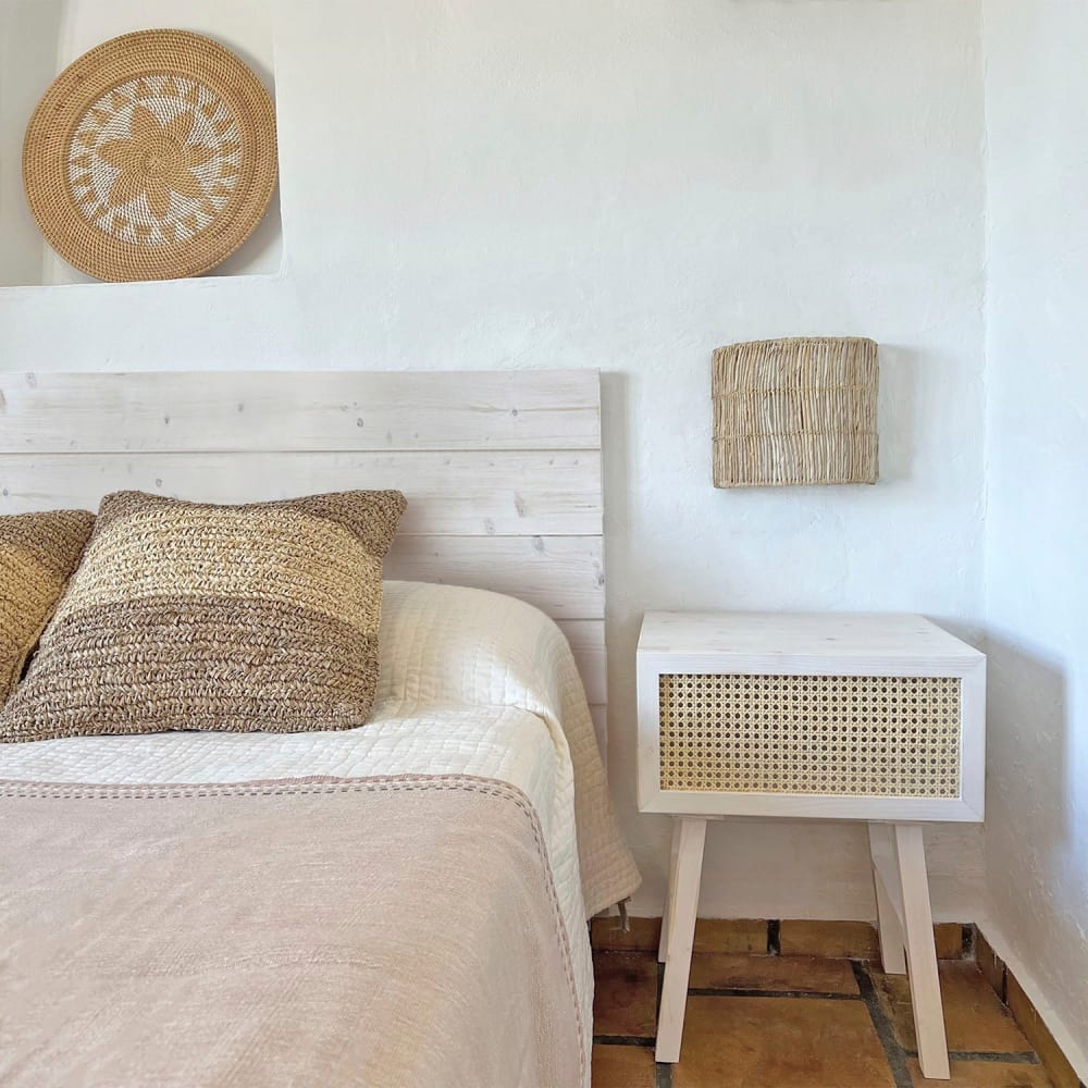 Tête de lit en bois massif blanc vieilli 160x75cm - Maisons du Monde