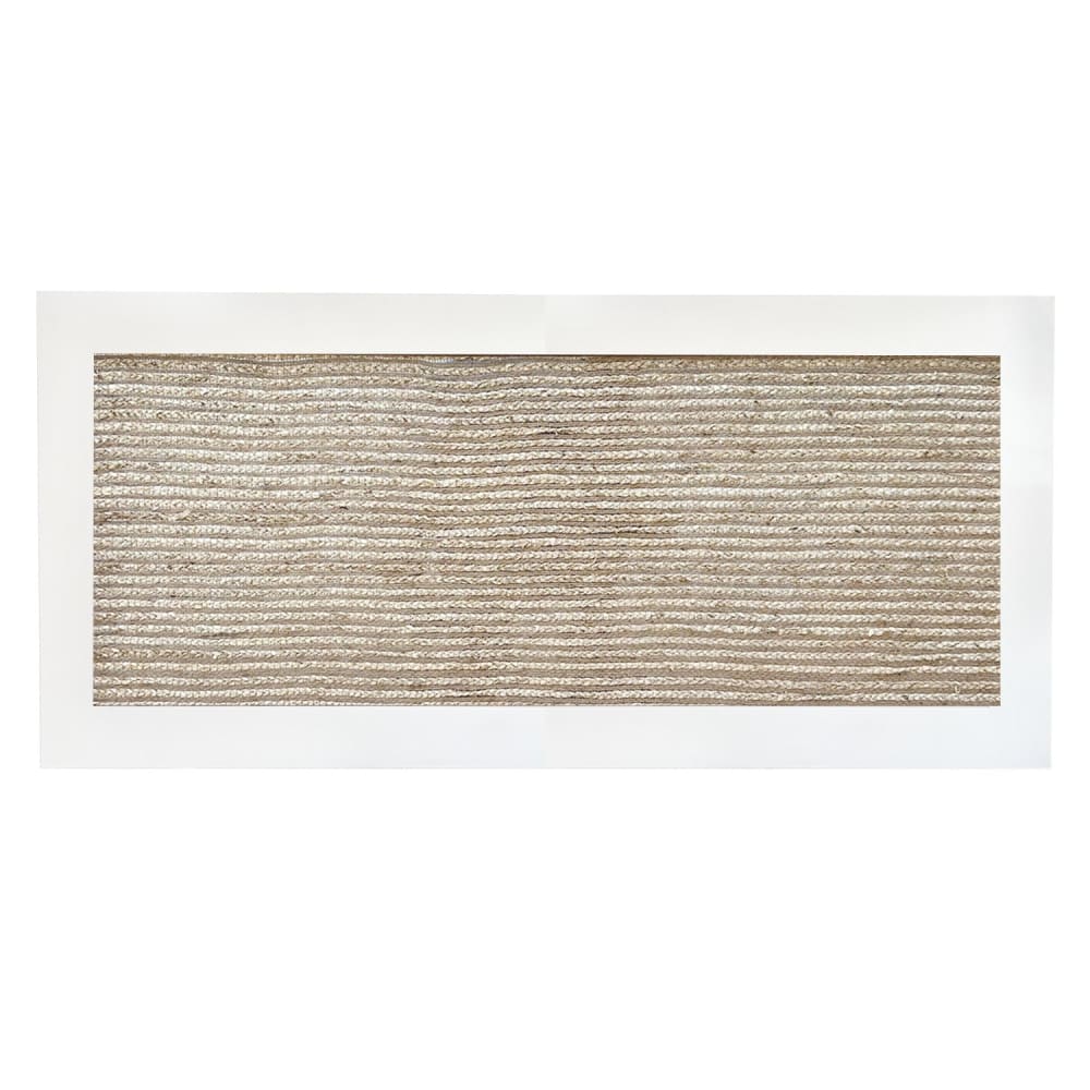 Tête de lit en jute naturel et bois massif de couleur blanche 140x74cm