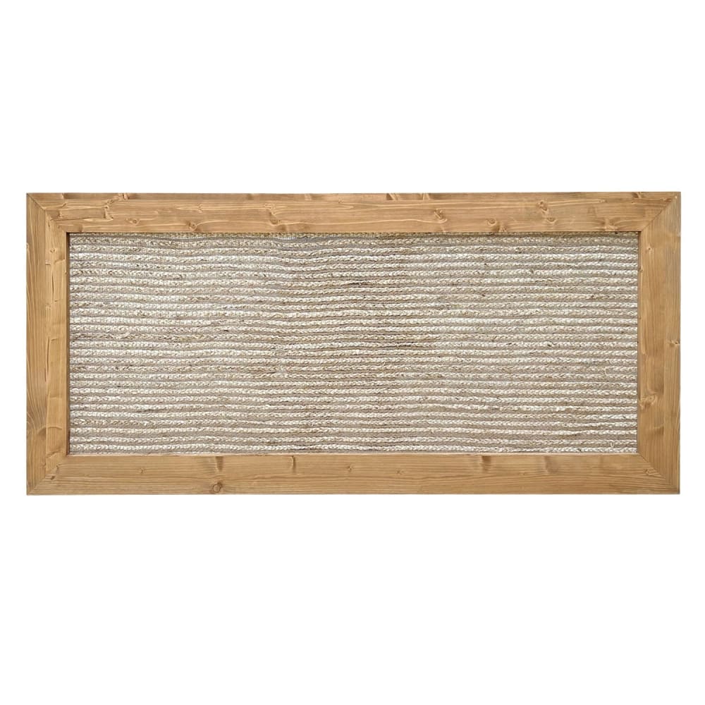 Tête de lit en jute naturel et bois massif marron clair 190x74cm