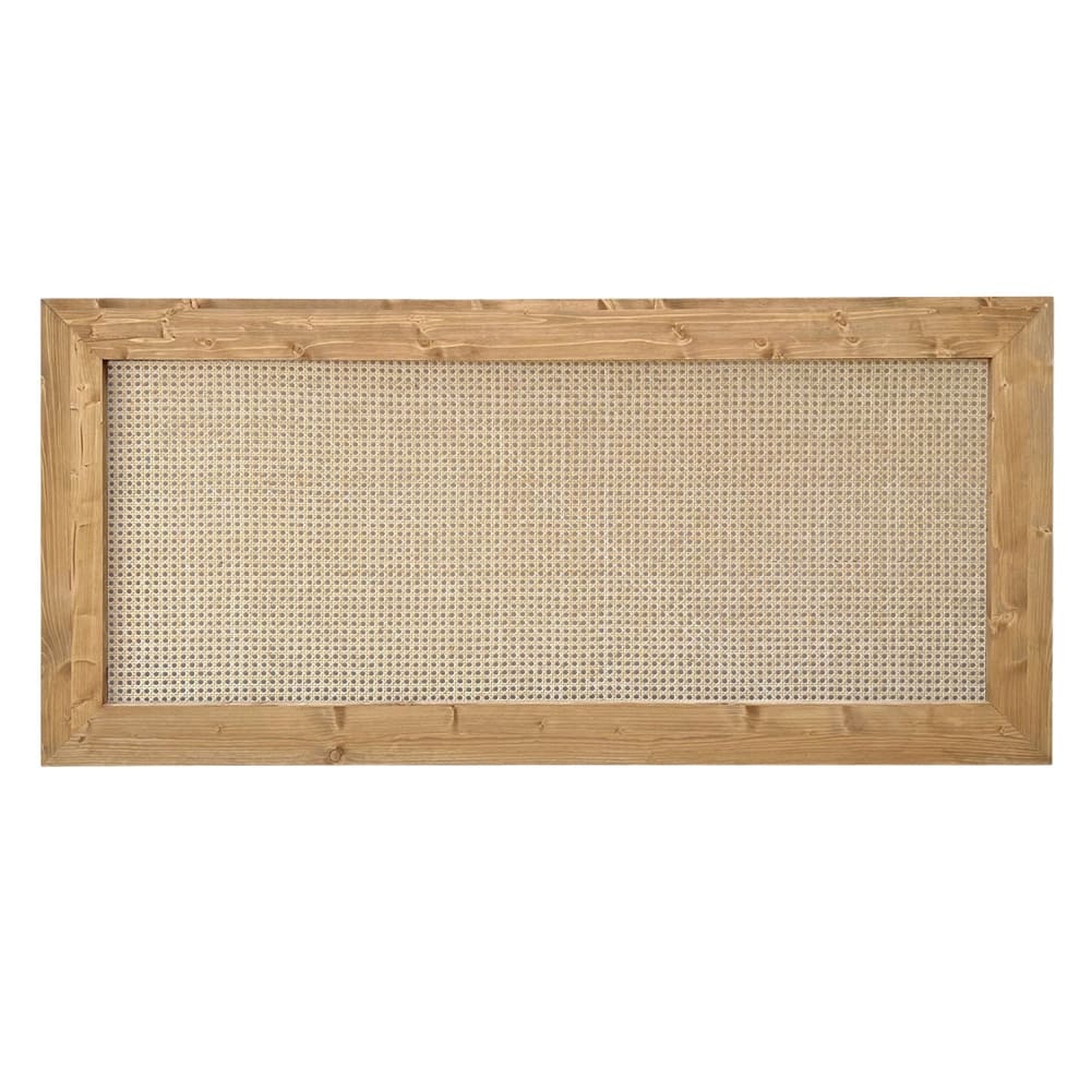 Tête de lit en rotin et bois massif de couleur marron clair 160x74cm