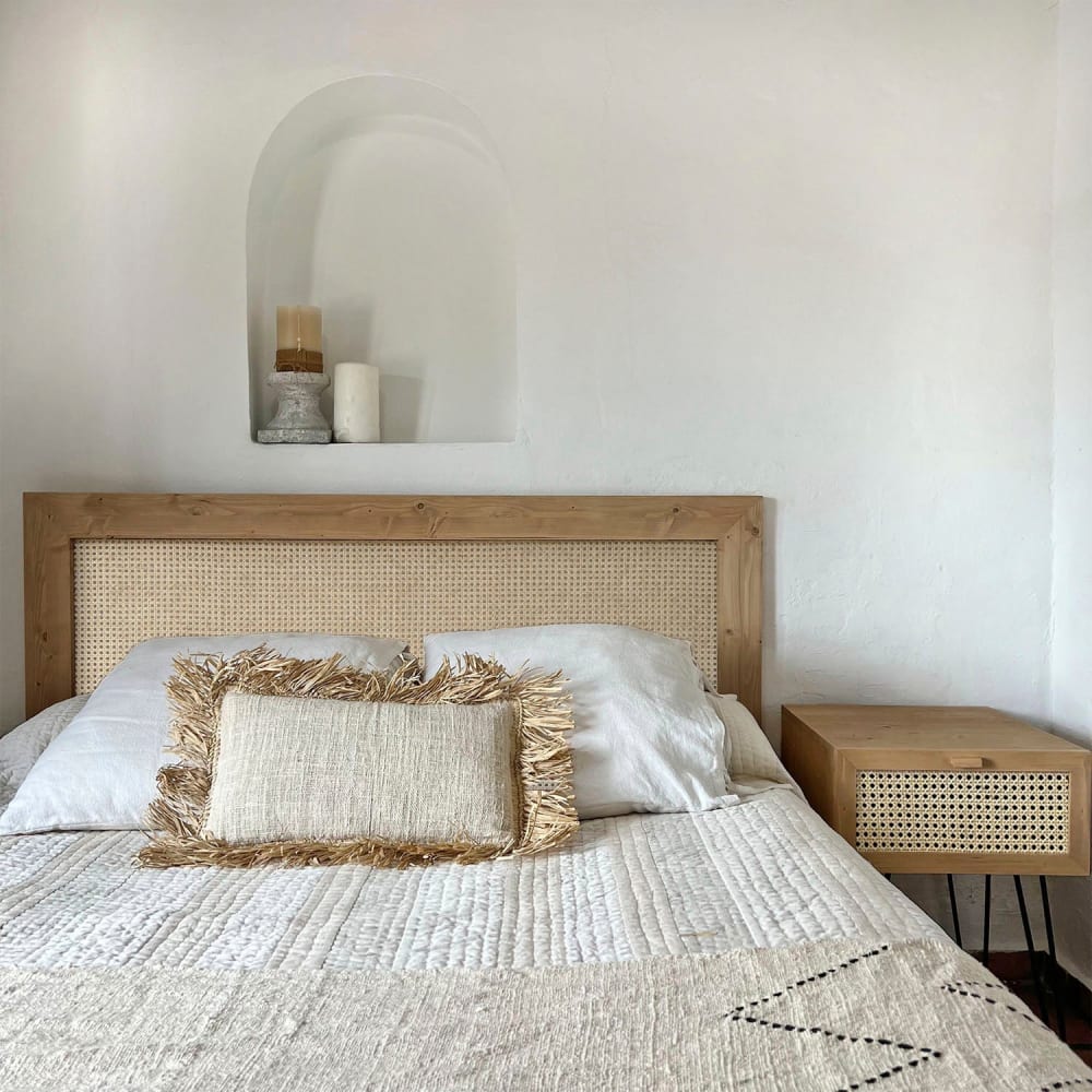 Tête de lit en rotin et bois massif de couleur marron clair 160x74cm - Maisons du Monde