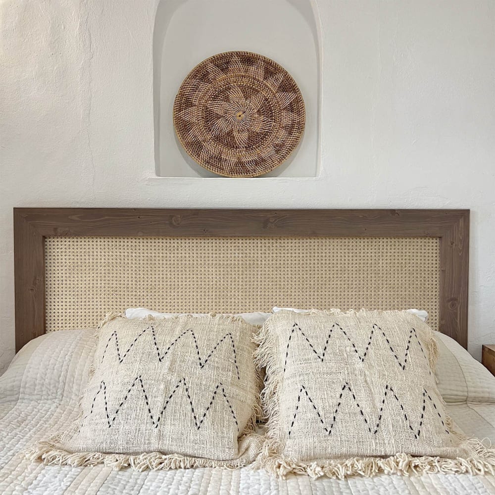 Tête de lit en rotin et bois massif marron 140x74cm