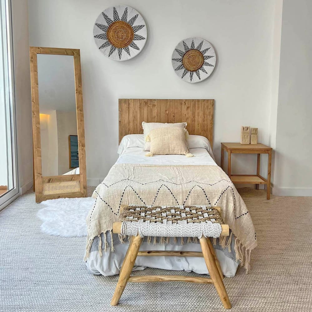 Tête de lit en bois massif marron clair 160x75cm