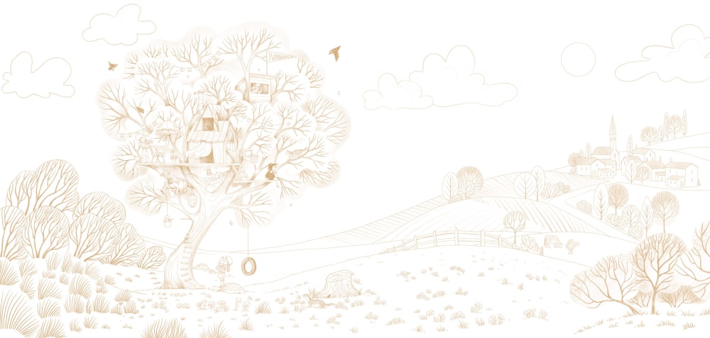 Papier peint  enfant cabane en plein air, beige 300 x 250cm - Maisons du Monde
