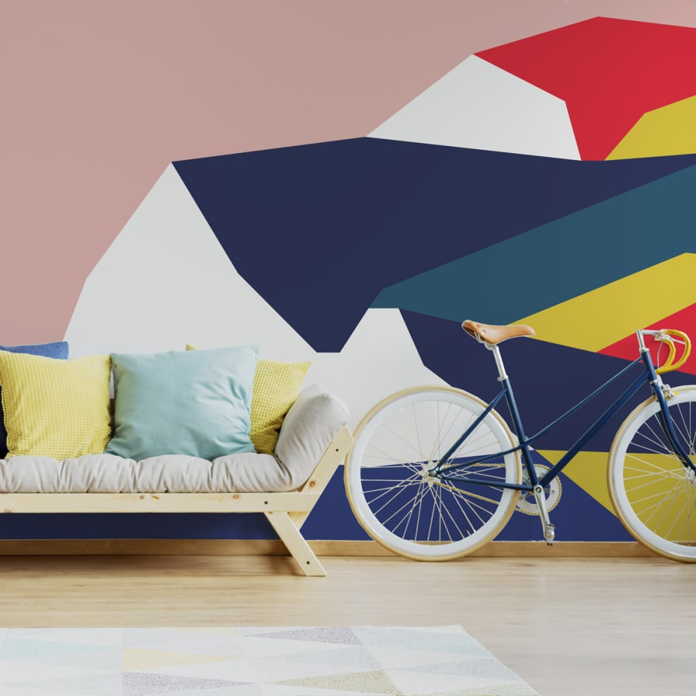 Acte Deco Panorama-Vliestapete Küstengeometrie, Pink 225 x 250cm style modern Rosa Öko-Tex Zertifikat Papier