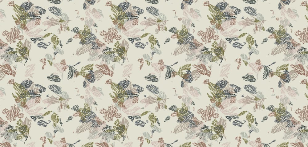 Panorama-Vliestapete mit abstrakten Blattmotiven, Beige 150 -