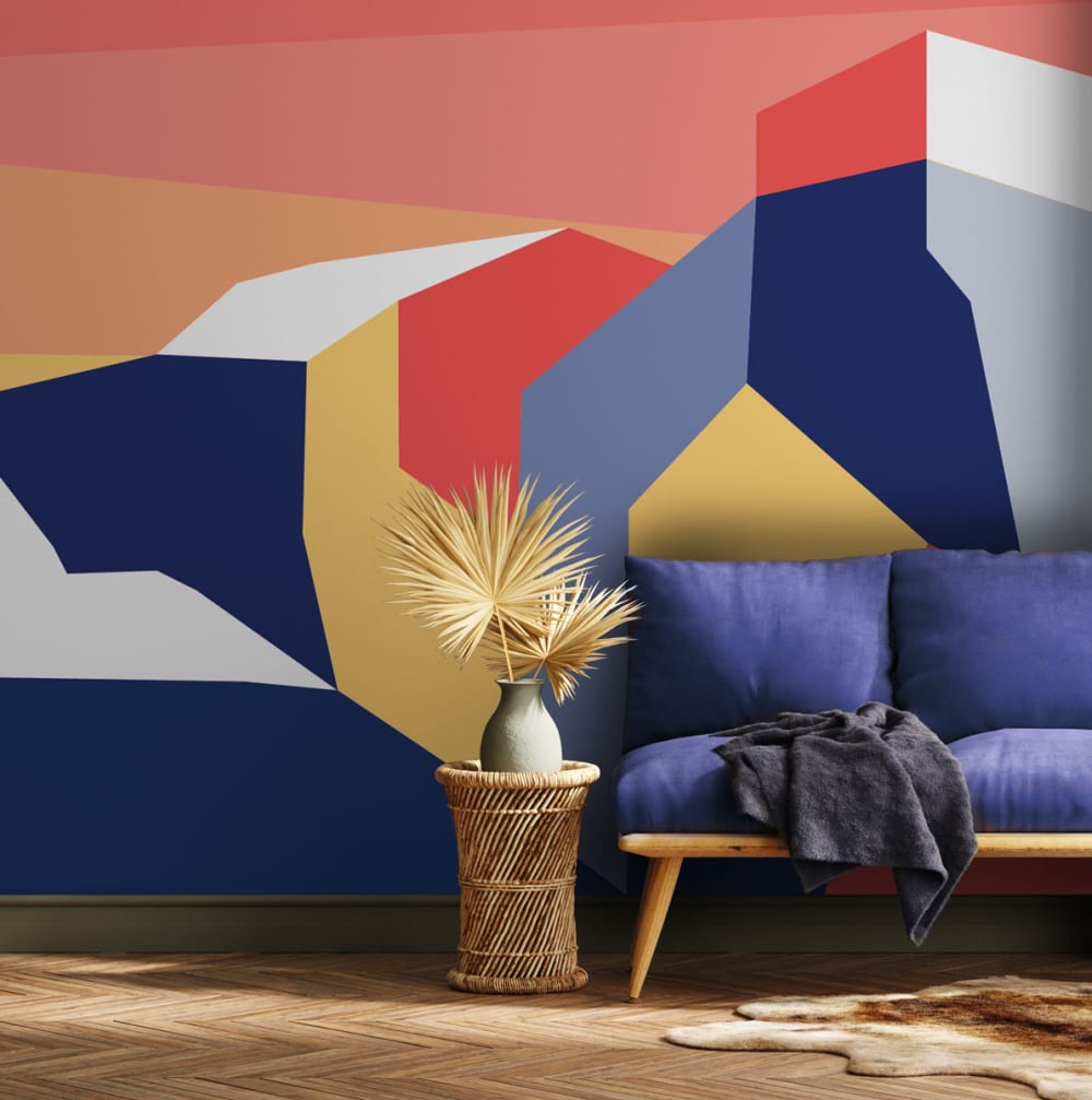 Acte Deco Panorama-Vliestapete grafische Klippenlandschaft, Rot 375 x style modern Rot Öko-Tex Zertifikat Papier
