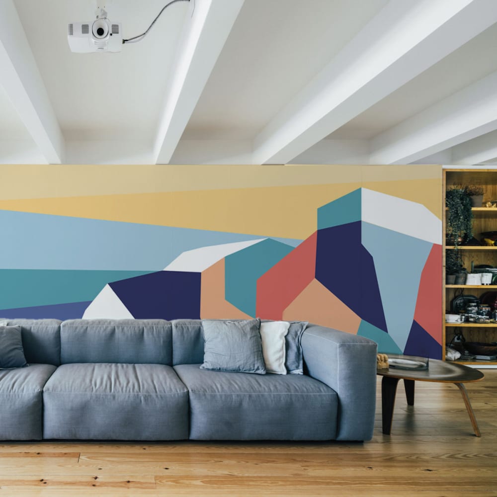 Acte Deco Panorama-Vliestapete grafische Klippenlandschaft, Farben 375 style modern Mehrfarbig Öko-Tex Zertifikat Papier