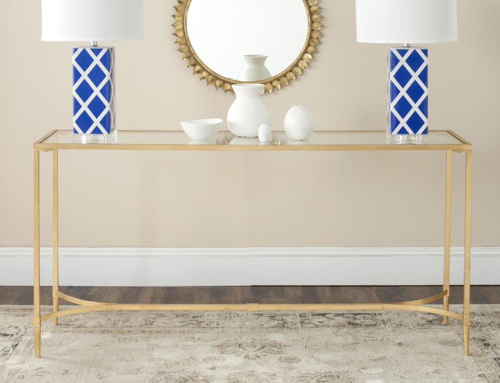 Safavieh Konsolentisch aus Eisen/Glas, Gold style classic chic Gold Stahl