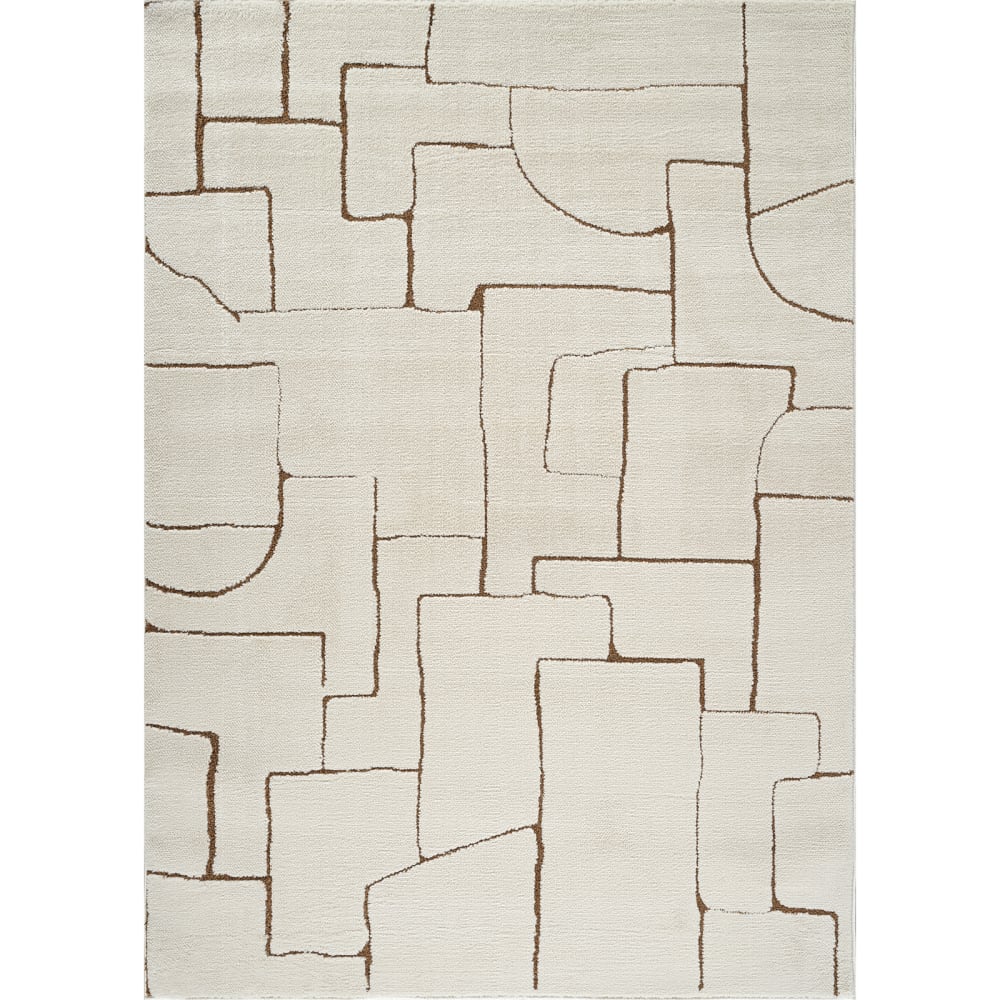 Tapis scandinave moderne ivoire/marron 200x275