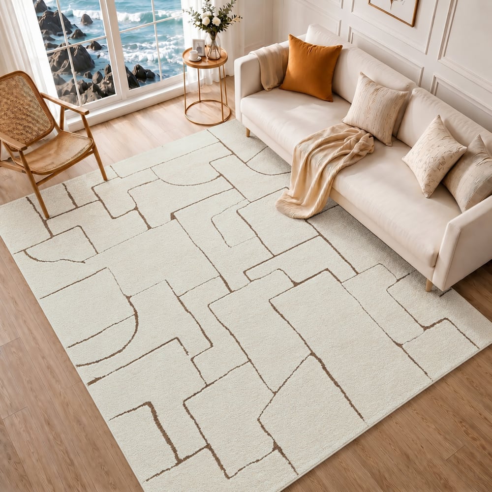 Tapis scandinave moderne ivoire/marron 200x275 — vue 3