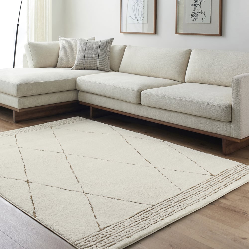Tapis berbère ethnique ivoire/marron 200x275 — vue 3
