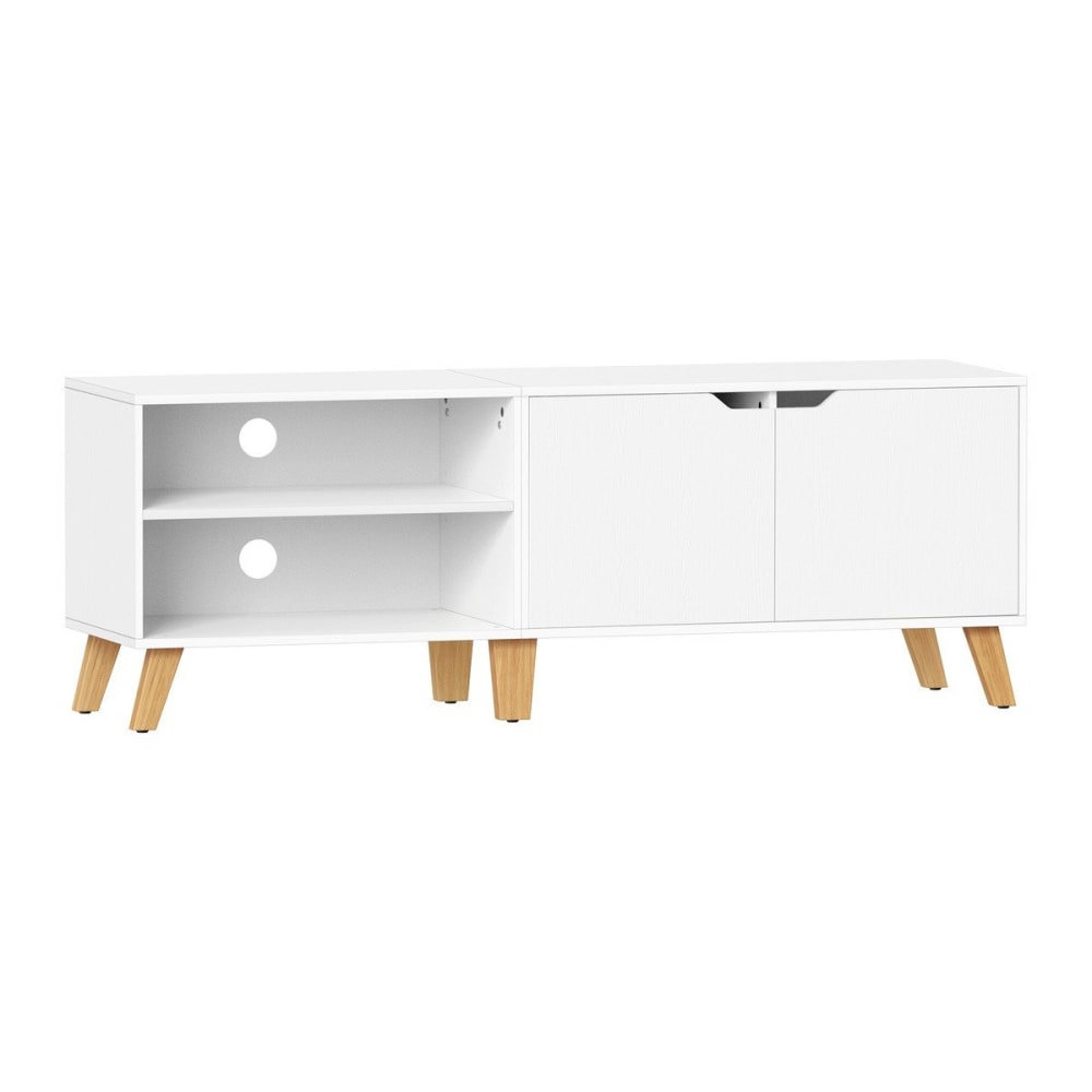 Meuble TV 2 niches et 2 portes blanc - L140 cm